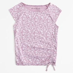 Abercrombie kids Cinched tie rib top in Mauve Floral, size 7/8, BRAND NEW